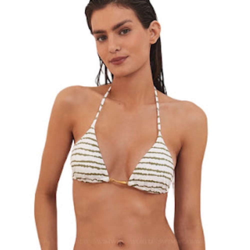 VIX Tri Mandy Detail Bikini Top Black and White size Large